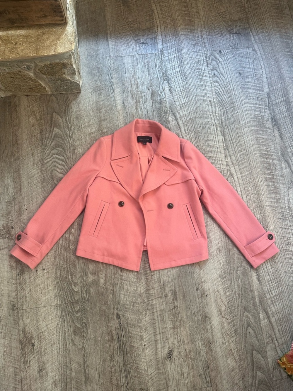 Ann Taylor Coral Pink Double-Breasted Peacoat